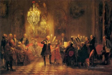 100 Great Art Painting - Adolph von Menzel The Flute Concert